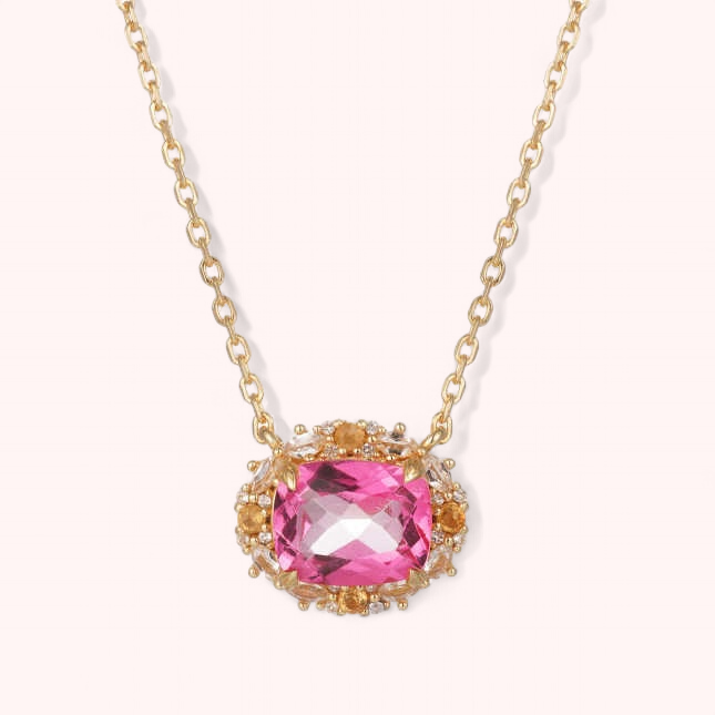 The Poppy Necklace - Pink Topaz and Citrine