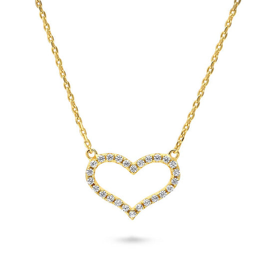 BERRICLE Sterling Silver Open Heart Cubic Zirconia Necklace