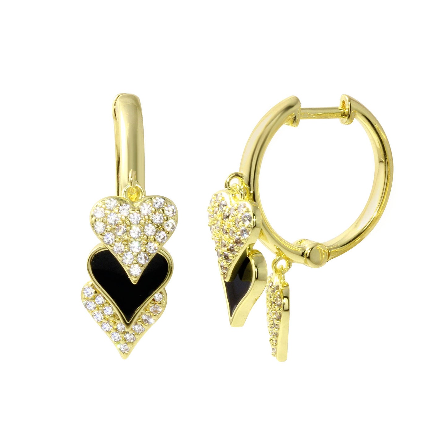 18K gold plated Enamel Perfect Heart Huggies