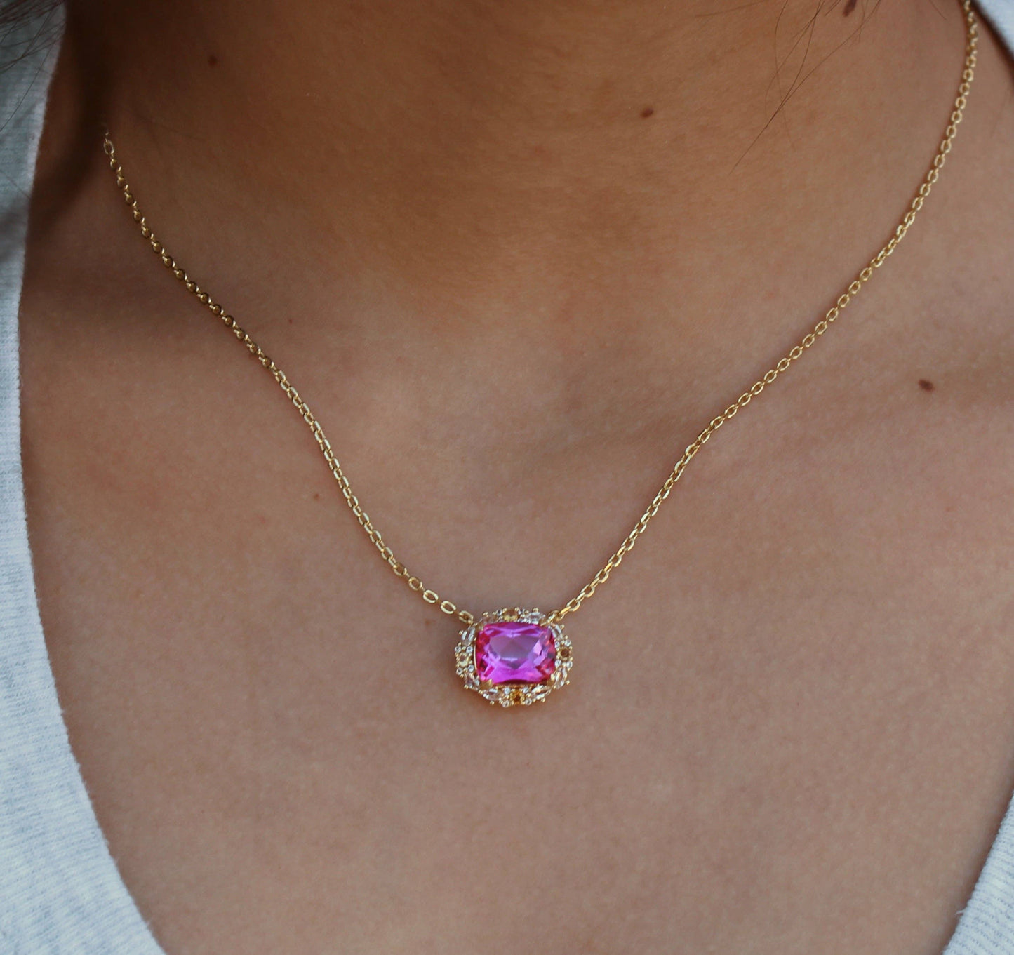 The Poppy Necklace - Pink Topaz and Citrine