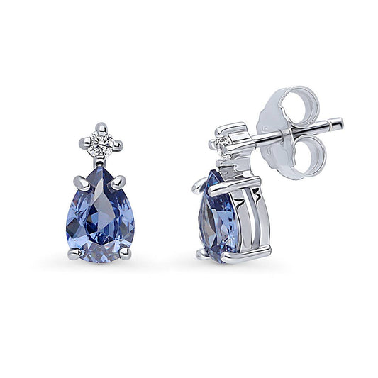 BERRICLE Sterling Silver Solitaire Pear Stud Earrings 1.4ct