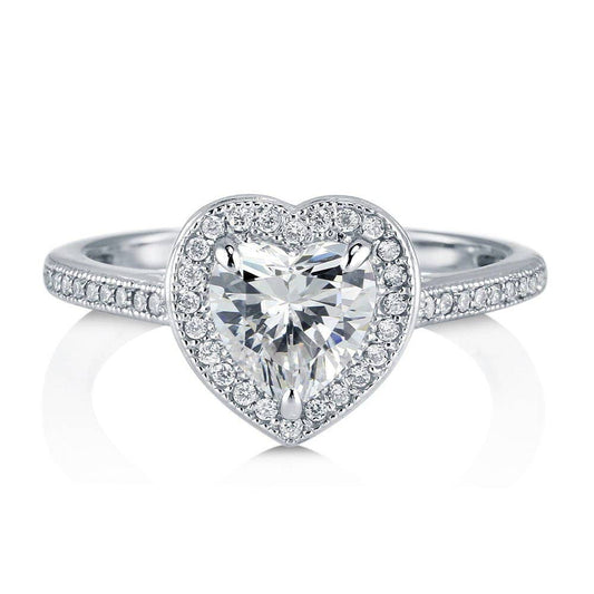 BERRICLE Silver Halo CZ Wedding Engagement Promise Ring