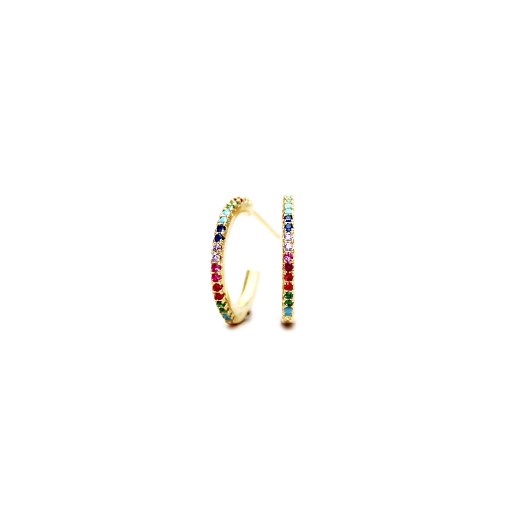 Rainbow Open Hoop Earrings