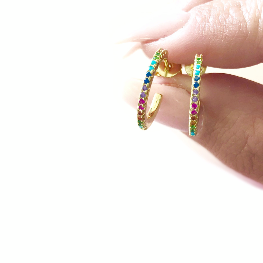 Rainbow Open Hoop Earrings