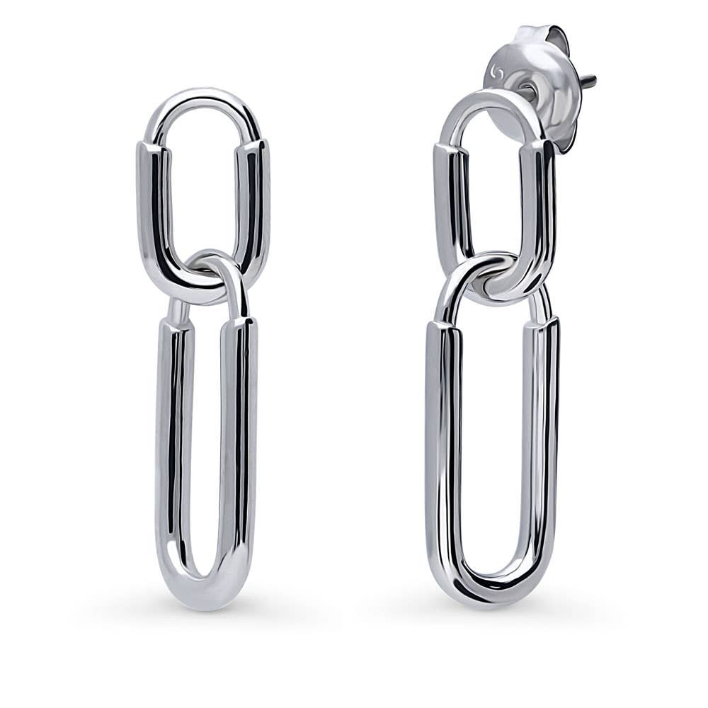 BERRICLE Sterling Silver Paperclip Interlocking Earrings