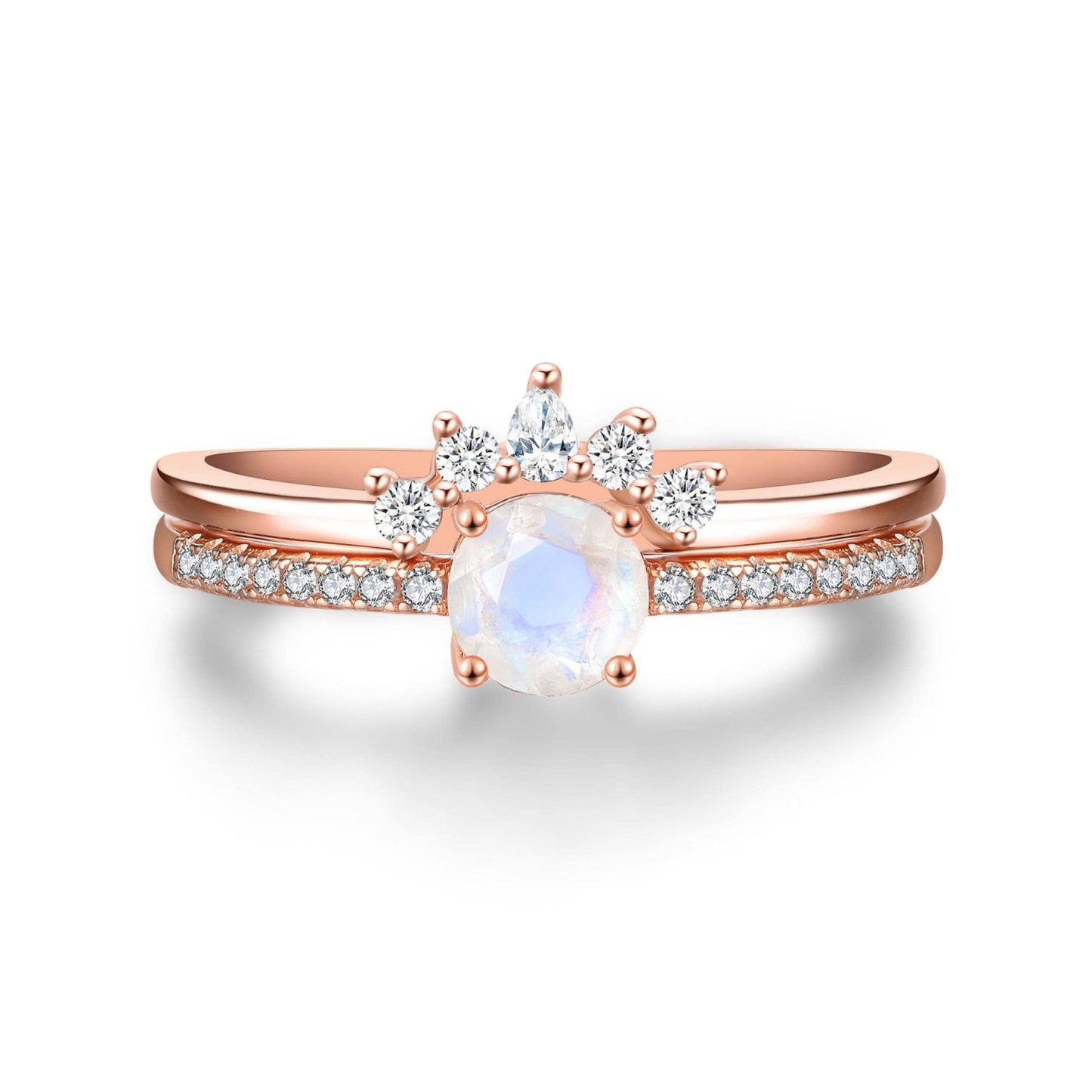 Petite Ava Moonstone Ring Set