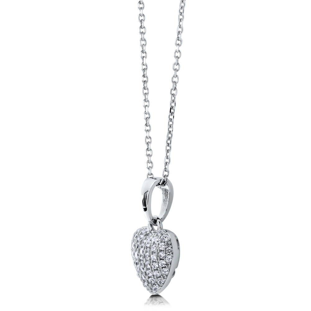 BERRICLE Sterling Silver Heart Cubic Zirconia CZ Necklace