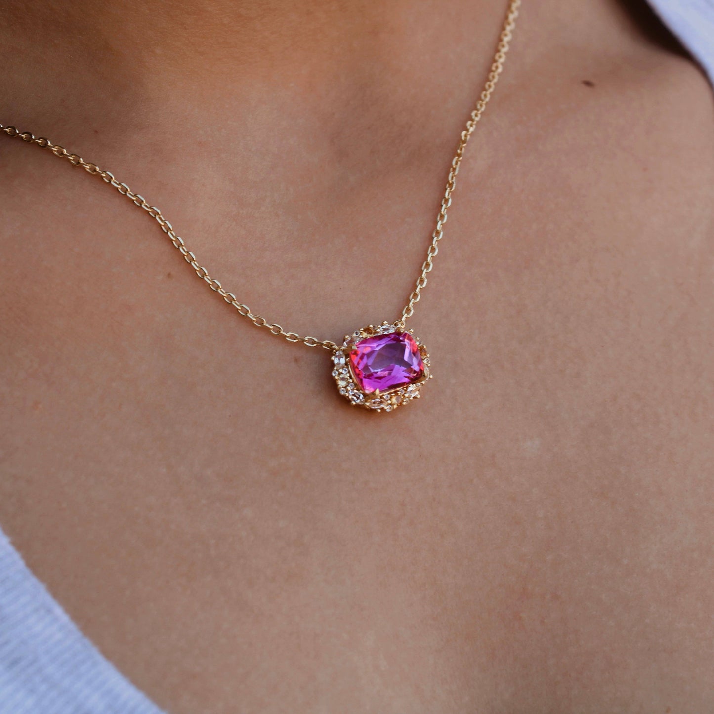 The Poppy Necklace - Pink Topaz and Citrine