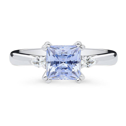 BERRICLE Silver 3-Stone Greyish Blue CZ Fashion Ring 1.2ct