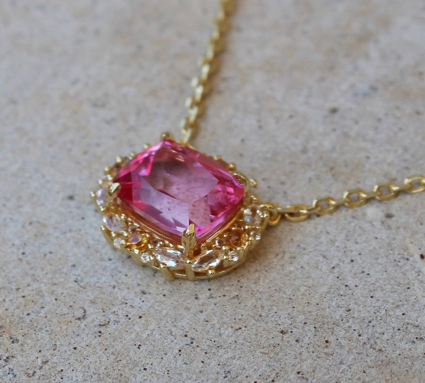 The Poppy Necklace - Pink Topaz and Citrine