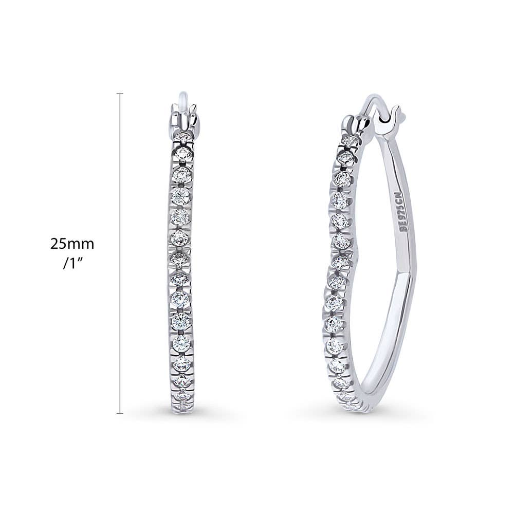 BERRICLE Silver Heart CZ Medium Fashion Hoop Earrings 1"