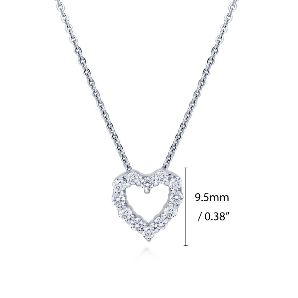 BERRICLE Sterling Silver Open Heart Cubic Zirconia Necklace