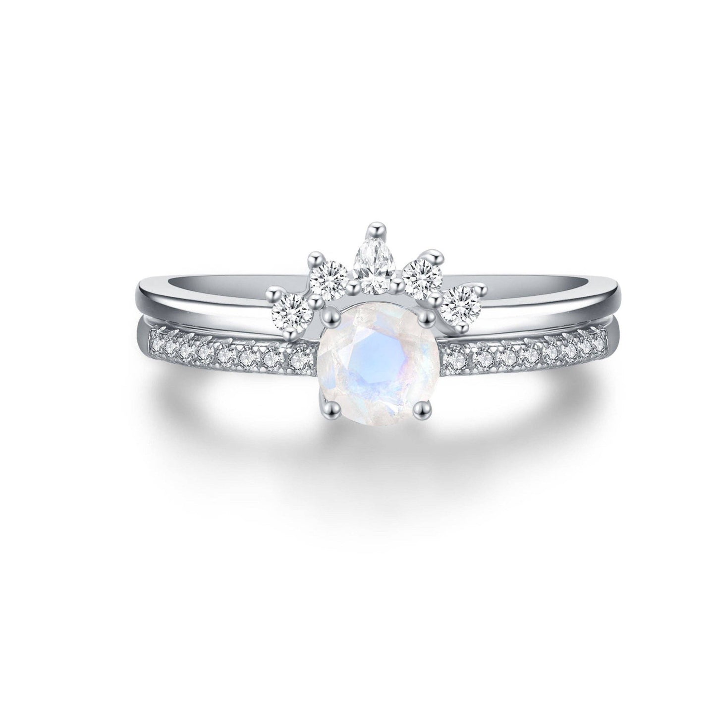 Petite Ava Moonstone Ring Set