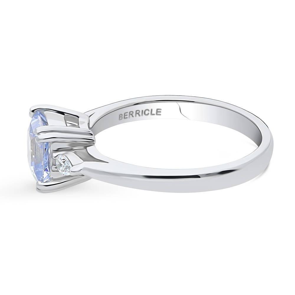 BERRICLE Silver 3-Stone Greyish Blue CZ Fashion Ring 1.2ct