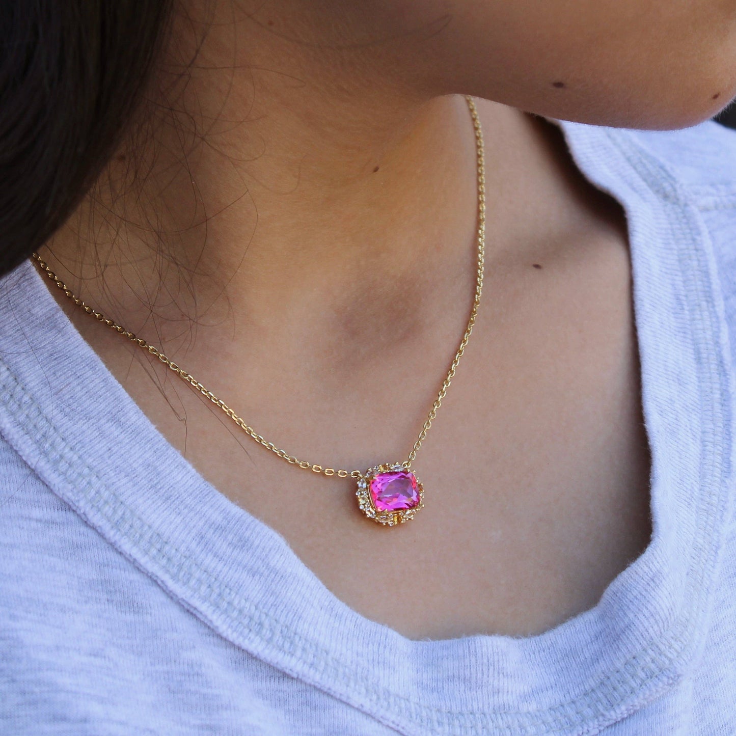 The Poppy Necklace - Pink Topaz and Citrine