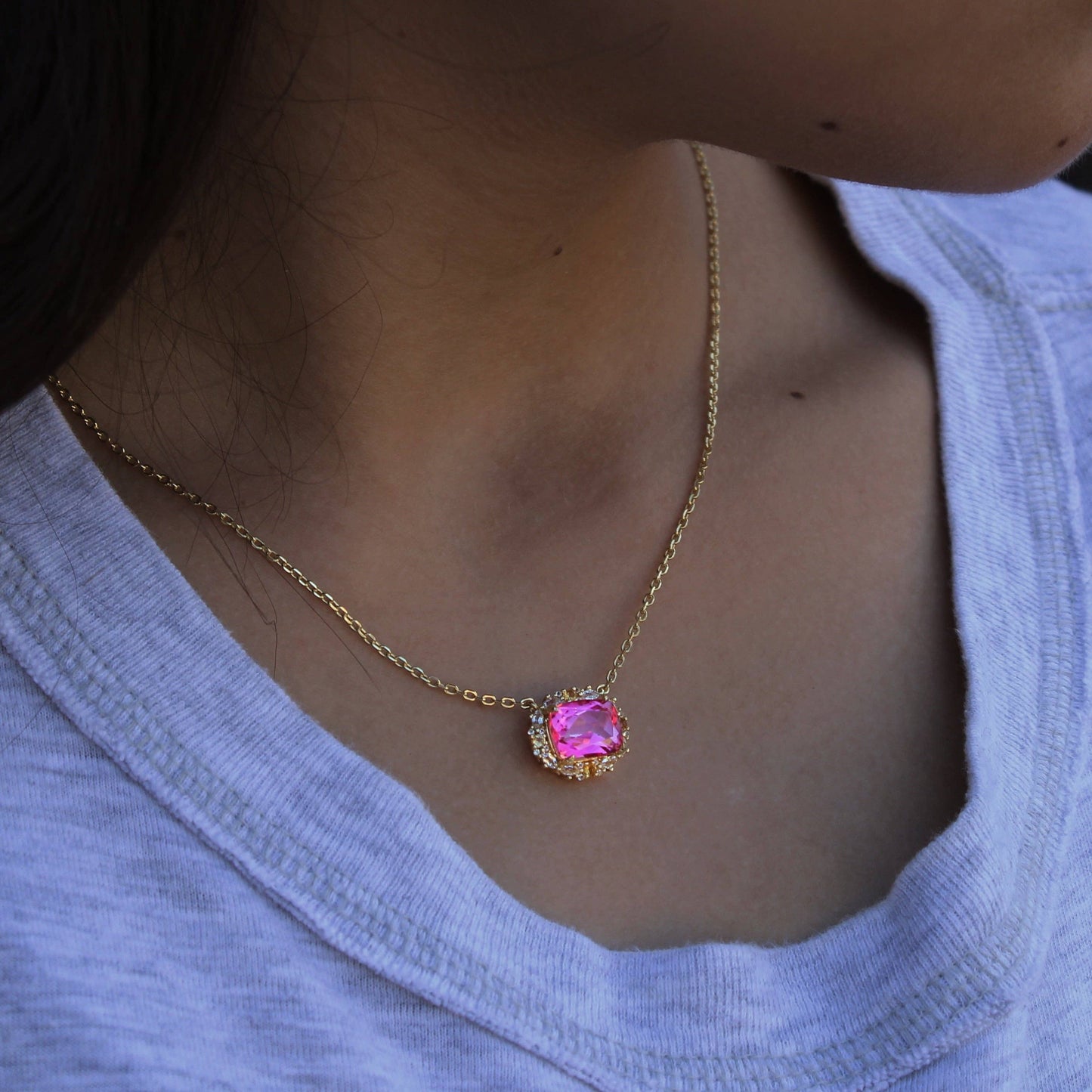 The Poppy Necklace - Pink Topaz and Citrine