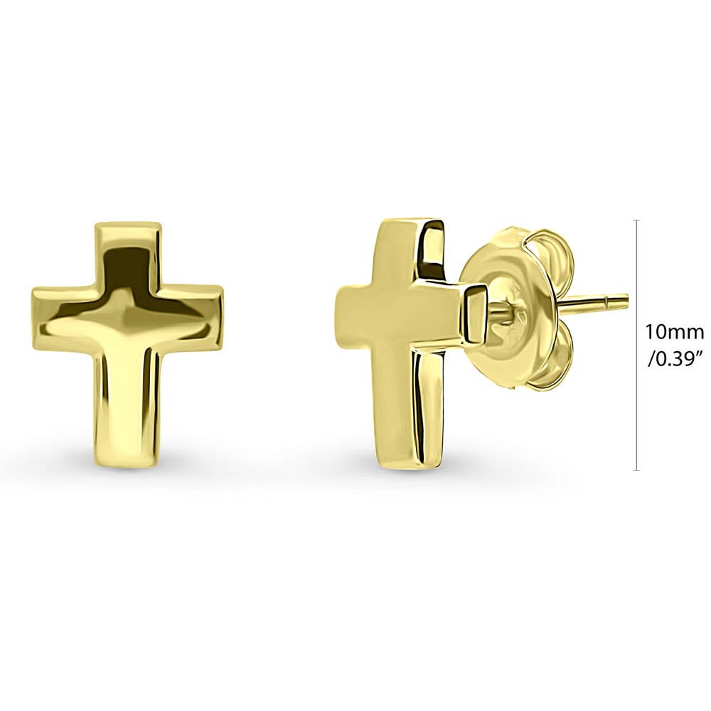 BERRICLE Sterling Silver Cross Fashion Stud Earrings