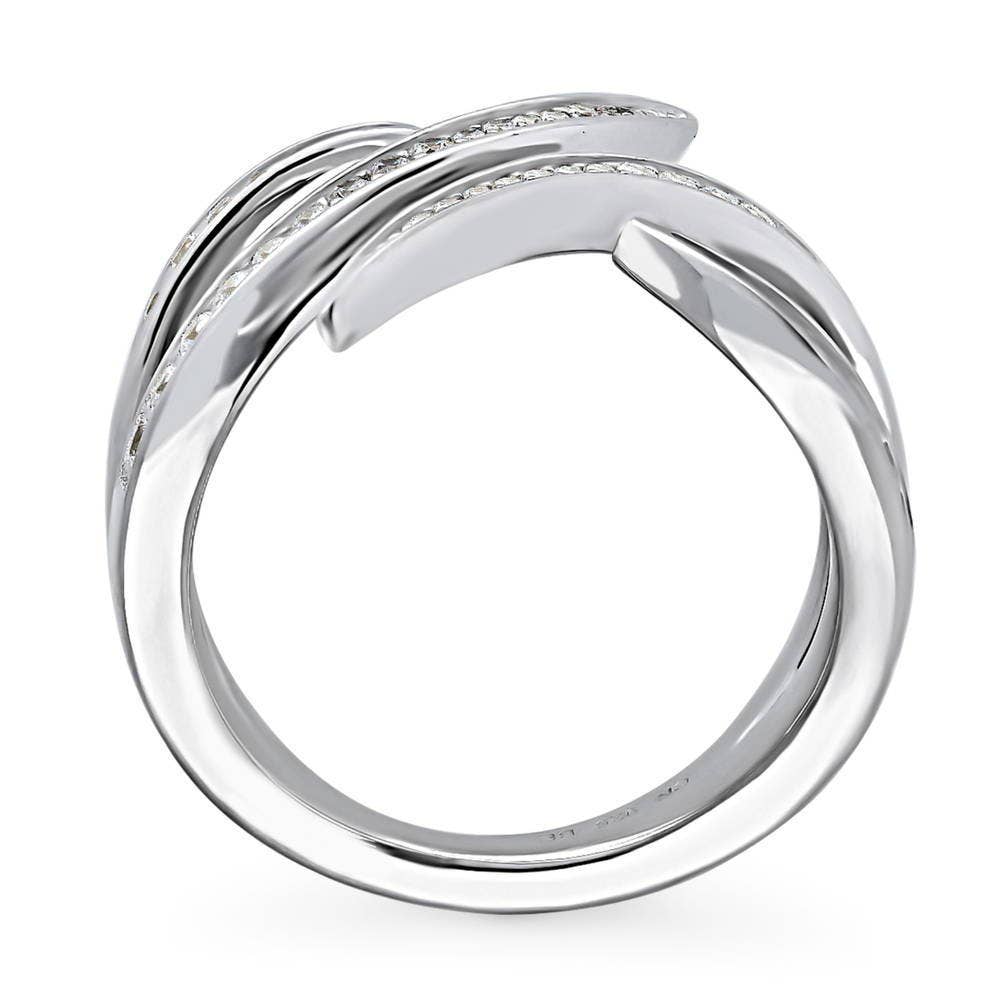 BERRICLE Silver Wave Cubic Zirconia CZ Cocktail Fashion Ring