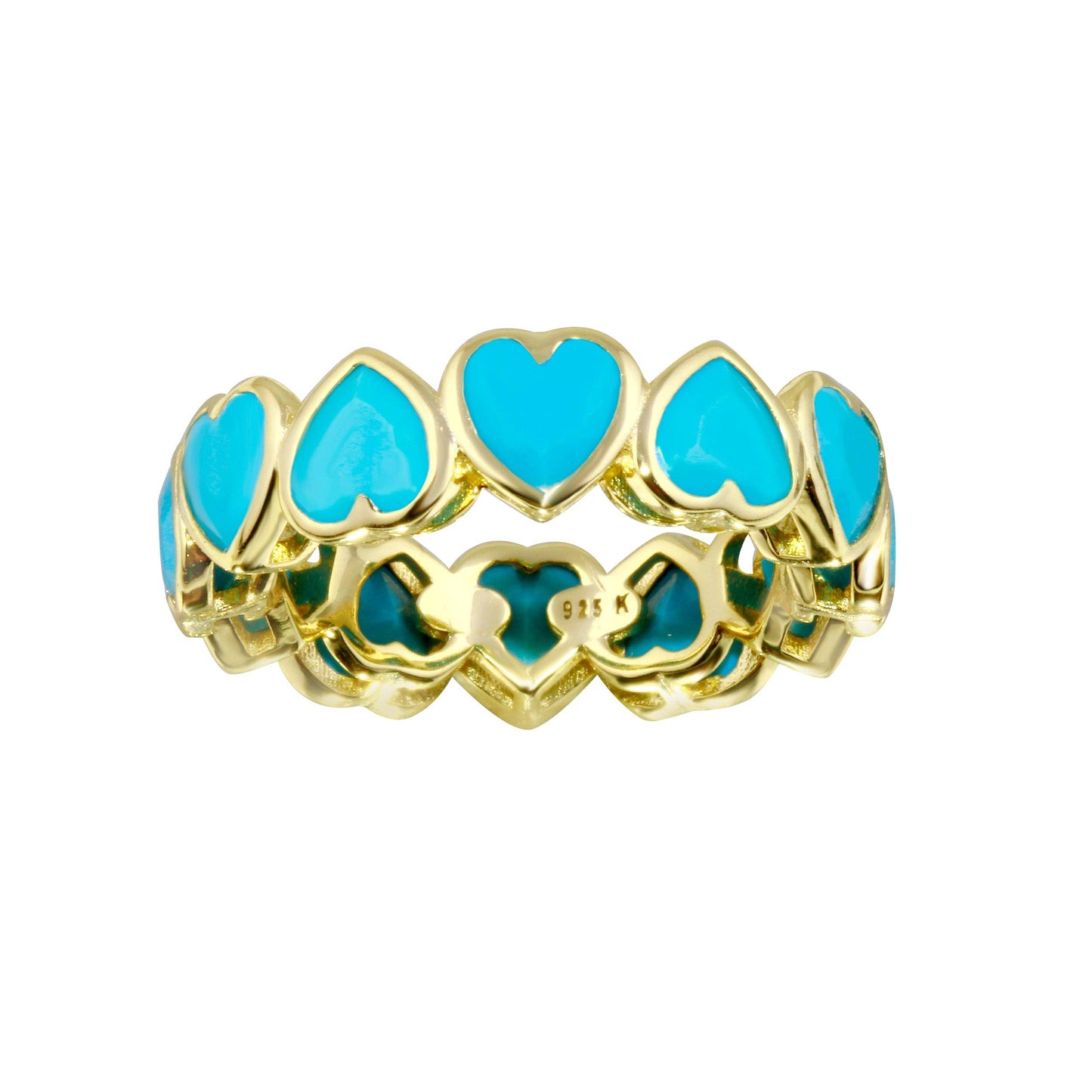 Sterling Silver gold plated Turquoise Jumbo Heart Band