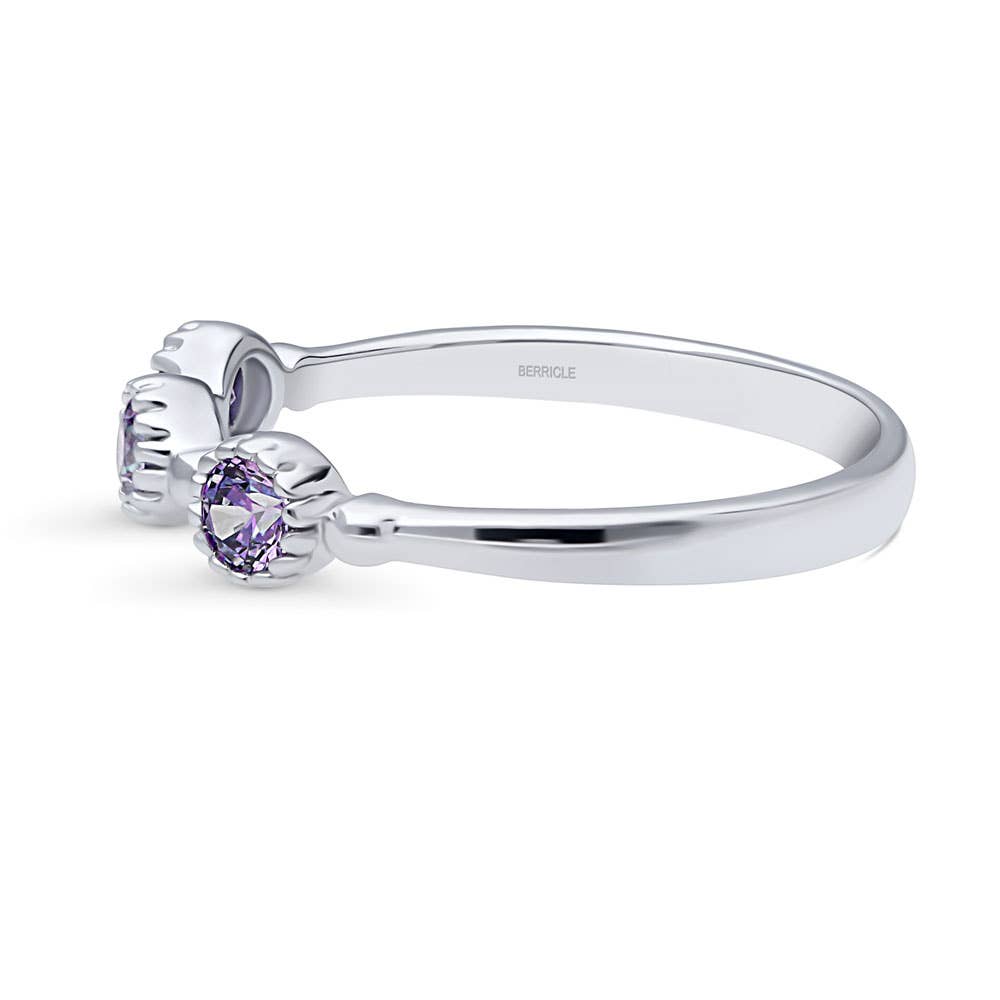 BERRICLE Silver Milgrain Purple CZ Wedding Eternity Ring