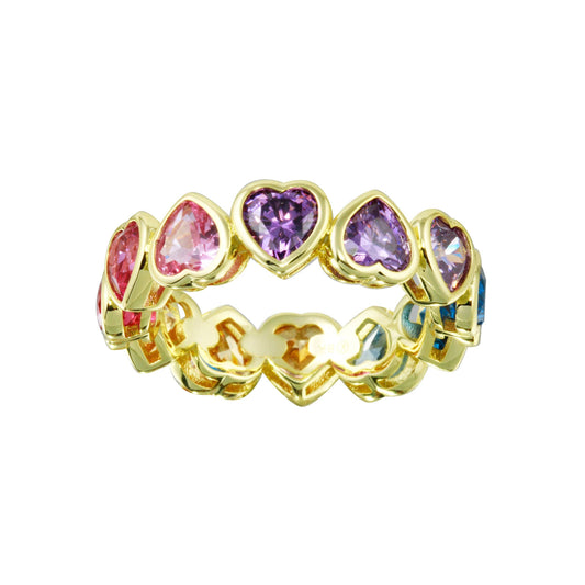 Rainbow Hearts Band Ring