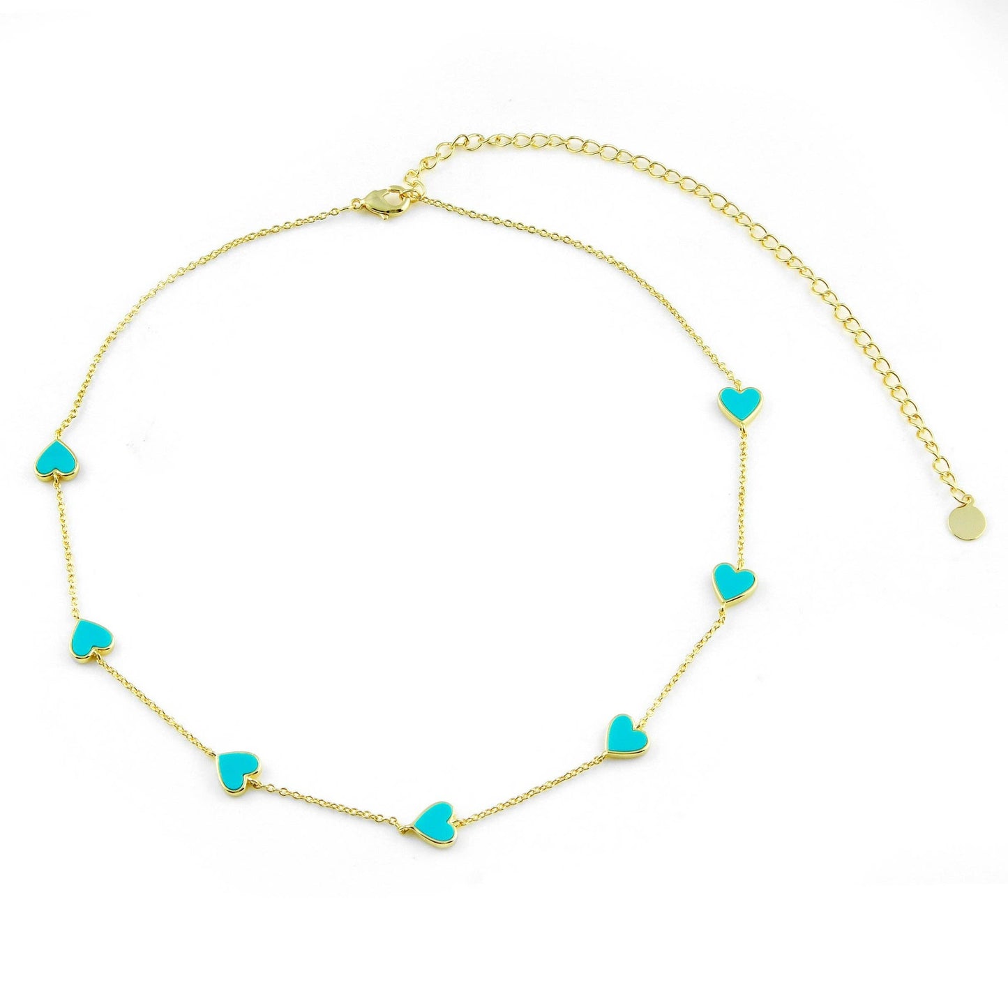 Turquoise 7 Hearts Necklace