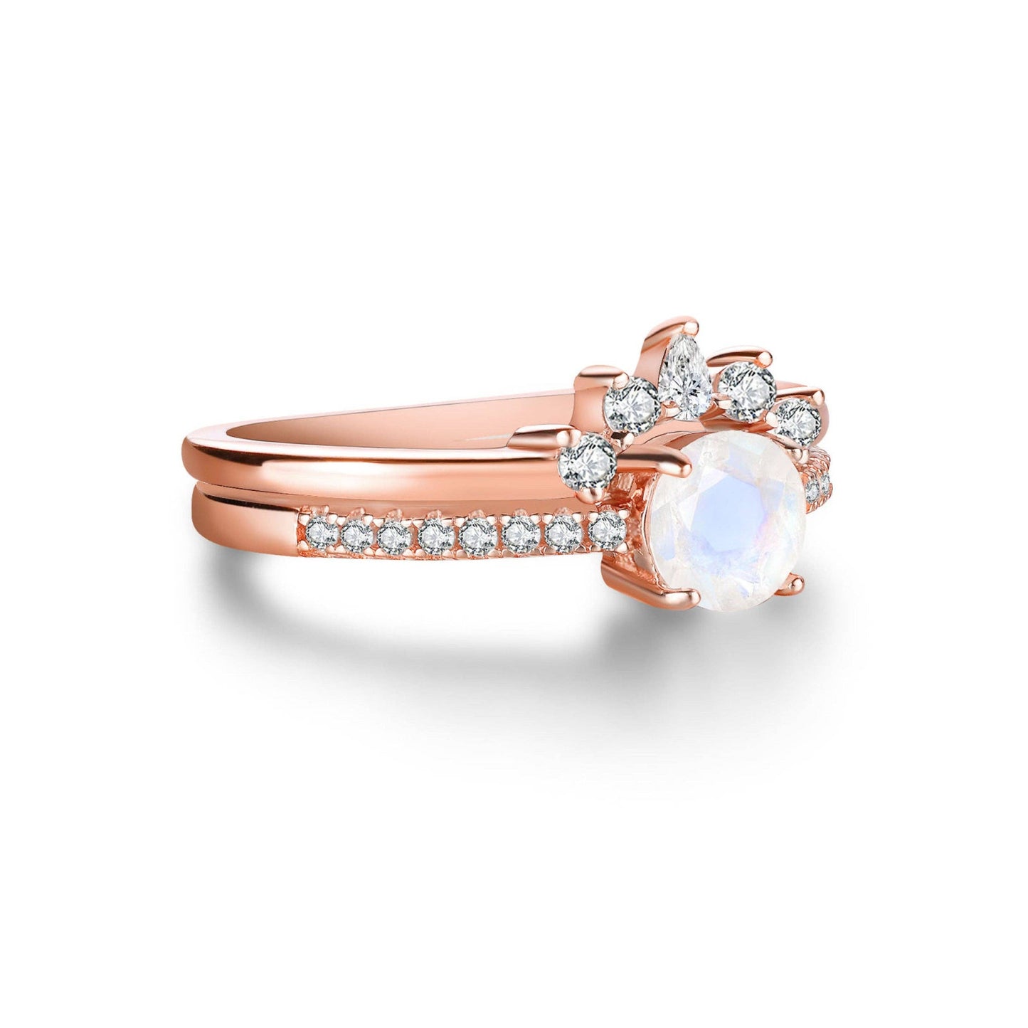 Petite Ava Moonstone Ring Set