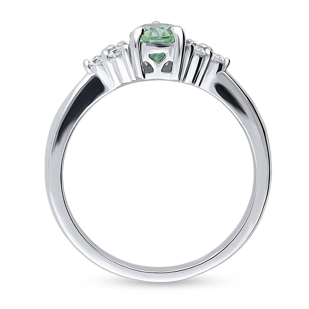 BERRICLE Silver Solitaire Green Pear CZ Promise Ring 0.8ct