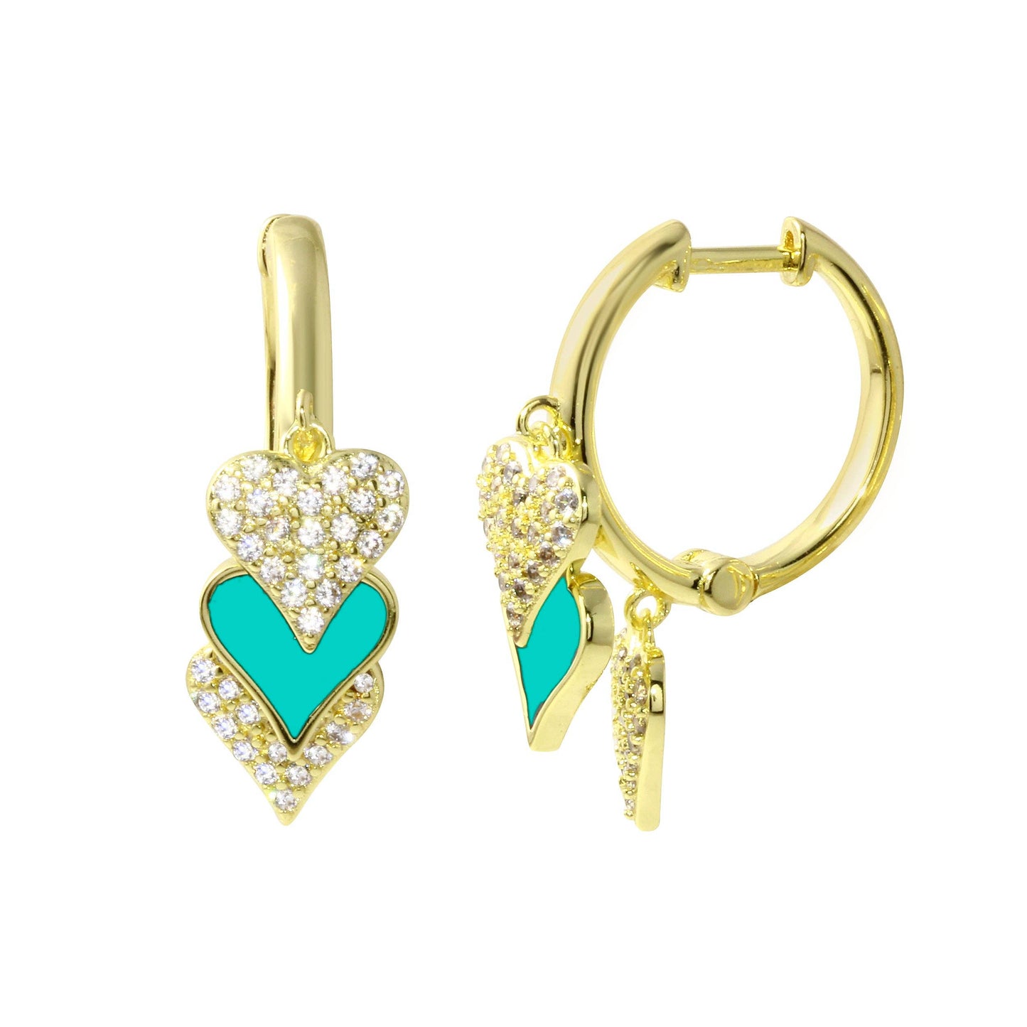 18K gold plated Enamel Perfect Heart Huggies