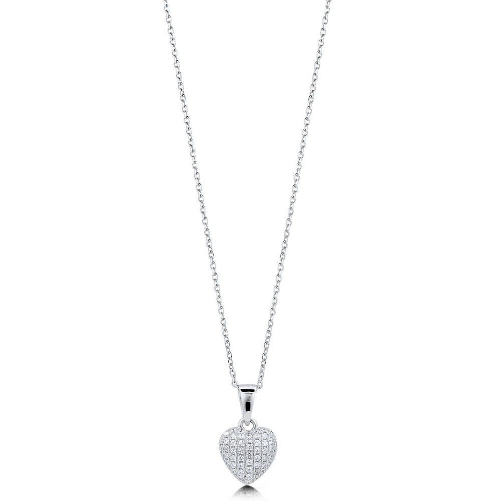 BERRICLE Sterling Silver Heart Cubic Zirconia CZ Necklace