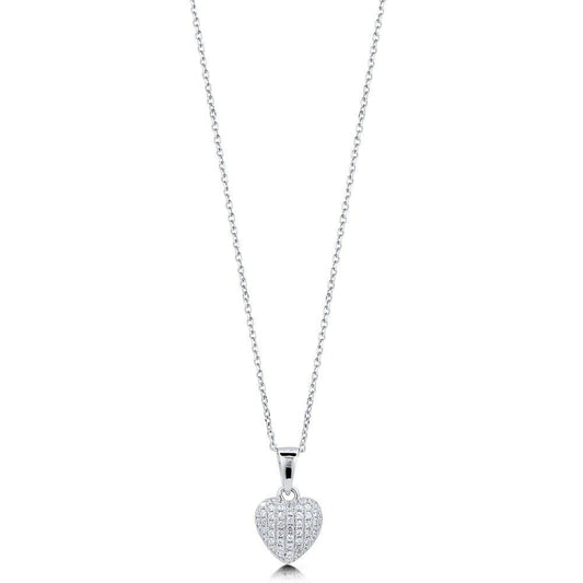 BERRICLE Sterling Silver Heart Cubic Zirconia CZ Necklace