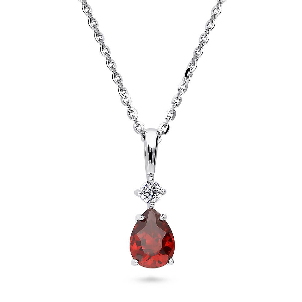 BERRICLE Sterling Silver Solitaire Pear Pendant Necklace 1ct